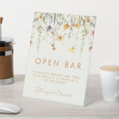 Rustieke Wildflower Wedding Open Bar Reclamebord Met Voetstuk (Insitu)