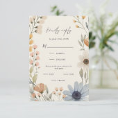Rustieke Wildflower Wreath Wedding Maaltijdkeuze RSVP Kaartje (Staand voorkant)