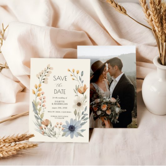 Rustieke Wildflower Wreath Wedding Save The Date Kaart