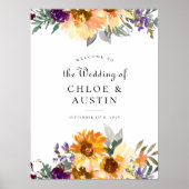 Rustieke Wildflower Zonnebloem Bruiloft Welkomstbo Poster (Voorkant)