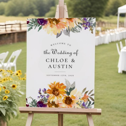 Rustieke Wildflower Zonnebloem Bruiloft Welkomstbo Poster