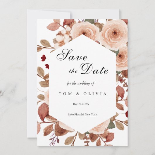 Rustieke Wildflowers Bewaar de datum met foto Kaart (Voorkant)