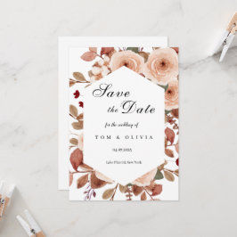 Rustieke Wildflowers Bewaar de datum met foto Kaart