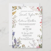 Rustieke Wildflowers Bloemen Huwelijksreceptie Kaart (Voorkant)