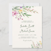 Rustieke Wildflowers Bloemen Huwelijksuitnodiging Kaart (Voorkant)