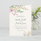 Rustieke Wildflowers Bloemen Huwelijksuitnodiging Kaart (Staand voorkant)