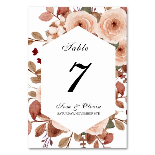 Rustieke Wildflowers Bloemen Trouwtafel Nummer Kaart (Voorkant)