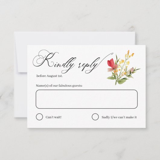 Rustieke Wildflowers Bloom Garden Wedding RSVP Car Kaartje (Voorkant)