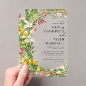 Rustieke Wildflowers Boheemse bruiloft Acryl Uitnodigingen (Insitu (Draagbaar))