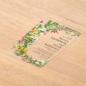 Rustieke Wildflowers Boheemse bruiloft Acryl Uitnodigingen (Laagn)