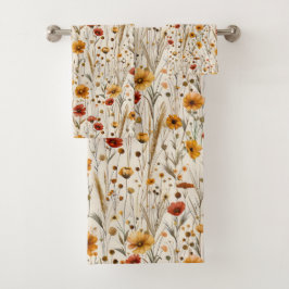 Rustieke Wildflowers - Boho Herfst Bloemenpatroon Bad Handdoek