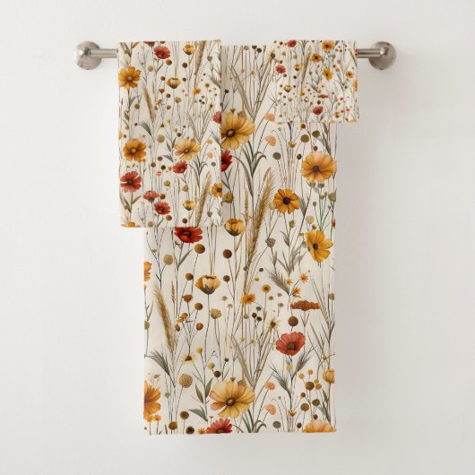 Rustieke Wildflowers - Boho Herfst Bloemenpatroon Bad Handdoek (Insitu)