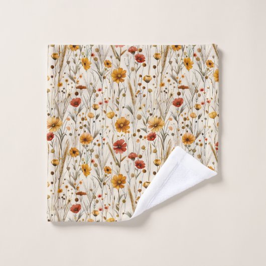 Rustieke Wildflowers - Boho Herfst Bloemenpatroon Bad Handdoek (Wasdoekje)