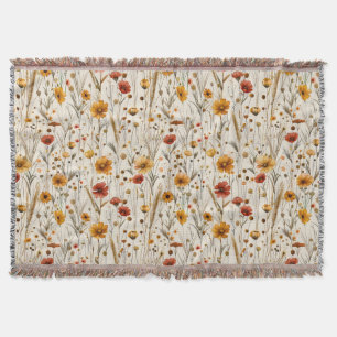 Rustieke Wildflowers - Boho Herfst Bloemenpatroon Deken
