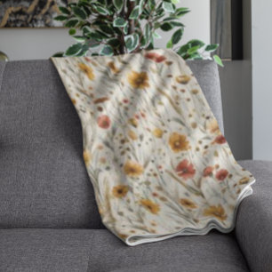 Rustieke Wildflowers - Boho Herfst Bloemenpatroon Fleece Deken