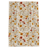 Rustieke Wildflowers - Boho Herfst Bloemenpatroon Medium Cadeauzakje (Achterkant)