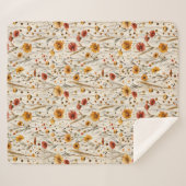 Rustieke Wildflowers - Boho Herfst Bloemenpatroon Sherpa Deken (Voorkant (horizontaal))