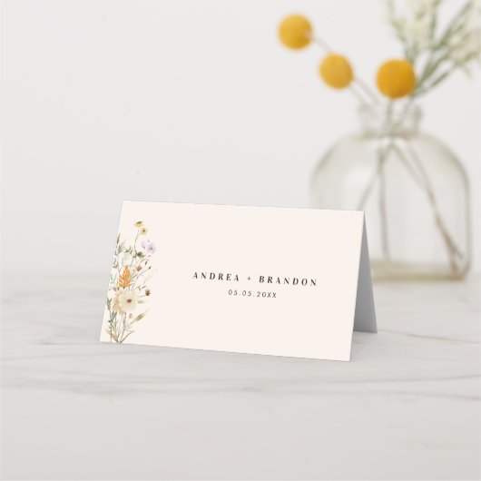 Rustieke Wildflowers Cream Boho Wedding Plaatskaartje (Achterkant)