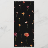 Rustieke Wildflowers Donkere Bloemen Zwarte Huweli Menu (Achterkant)