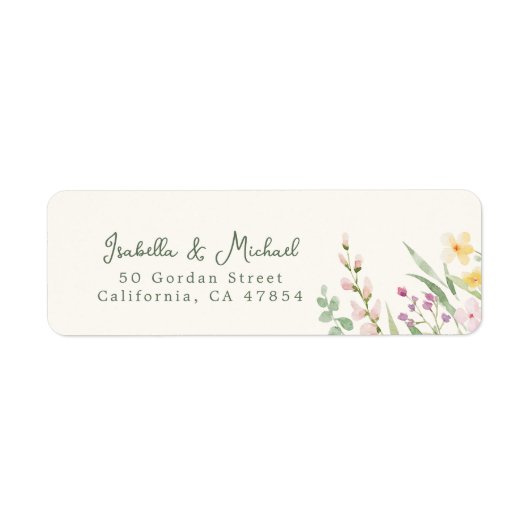 Rustieke Wildflowers Floral Wedding Retouradres Etiket (Voorkant)