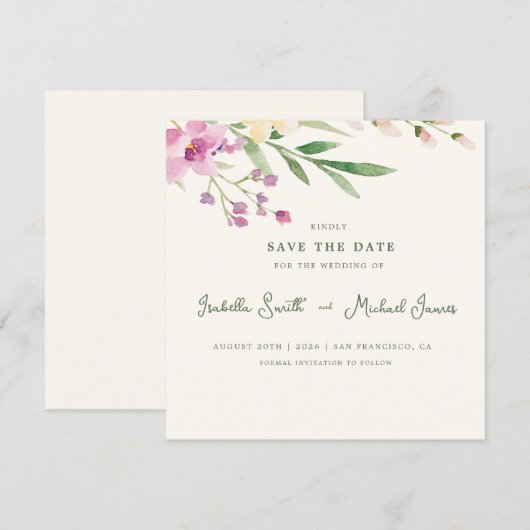 Rustieke Wildflowers Floral Wedding Save the Date (Voorkant / Achterkant)