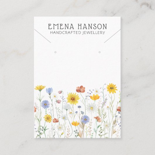 Rustieke Wildflowers Ketting Sieraden Display Kaar Visitekaartje (Voorkant)