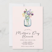 Rustieke Wildflowers Mason Jar Moederdag Brunch Kaart (Voorkant)