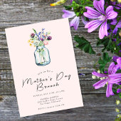 Rustieke Wildflowers Mason Jar Moederdag Brunch Kaart