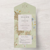 Rustieke Wildflowers Monogram Lichtgroen Geen Dine All In One Uitnodiging (Binnen)