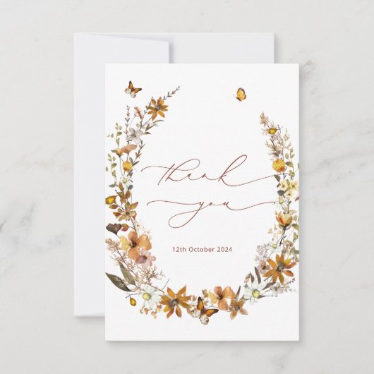 Rustieke Wildflowers Vrijgezellenfeest Dank u kaar Bedankkaart (Voorkant)