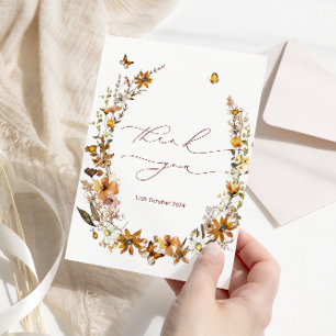 Rustieke Wildflowers Vrijgezellenfeest Dank u kaar Bedankkaart