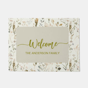 Rustieke Wildflowers Welkom gepersonaliseerd Deurmat
