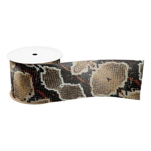 Rustieke wildlife beige zwarte python slangenprint satijnen lint (Spoel)
