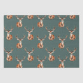 Rustieke Wildlife Herten Groene Waterverf Tissuepapier (Voorkant)