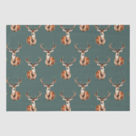 Rustieke Wildlife Herten Groene Waterverf Tissuepapier