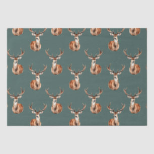 Rustieke Wildlife Herten Groene Waterverf Tissuepapier