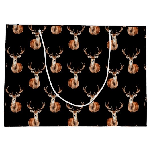 Rustieke Wildlife Herten Hoofd Waterverf Zwart Groot Cadeauzakje (Achterkant)