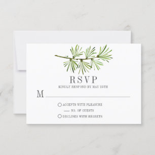 Rustieke Wildwoods Pine Branch Minimalistische RSV RSVP Kaartje