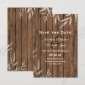 Rustieke wilgenhouten trouwkaart save the date (Voorkant / Achterkant)