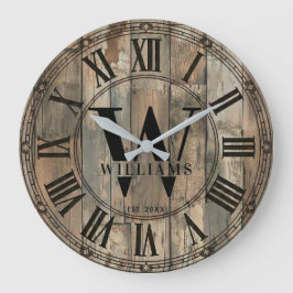 Rustieke Williams Familie Monogram Klok | Hout-Uit