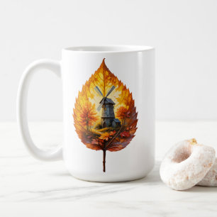 Rustieke windmolen in de herfst gloed koffiemok