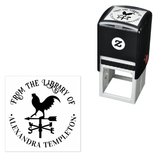 Rustieke windvaan #3 Ronde bibliotheekboeknaam Zelfinktende Stempel (In situ)