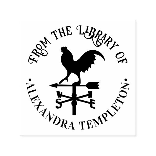 Rustieke windvaan #3 Ronde bibliotheekboeknaam Zelfinktende Stempel (Design)