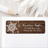 Rustieke Winter Adres Label Sneeuwvlokken op Hout (Insitu)