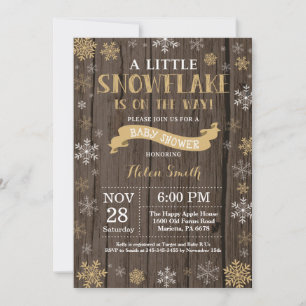 Rustieke Winter Baby Shower Gouden Sneeuwvlok Kaart