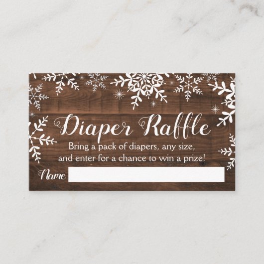 Rustieke Winter Baby shower Luier Raffle Ticket Informatiekaartje (Voorkant)