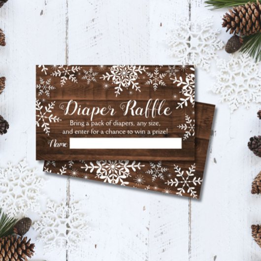 Rustieke Winter Baby shower Luier Raffle Ticket Informatiekaartje