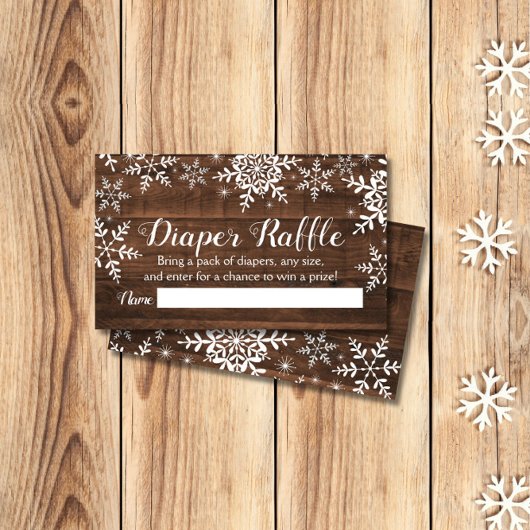 Rustieke Winter Baby shower Luier Raffle Ticket Informatiekaartje