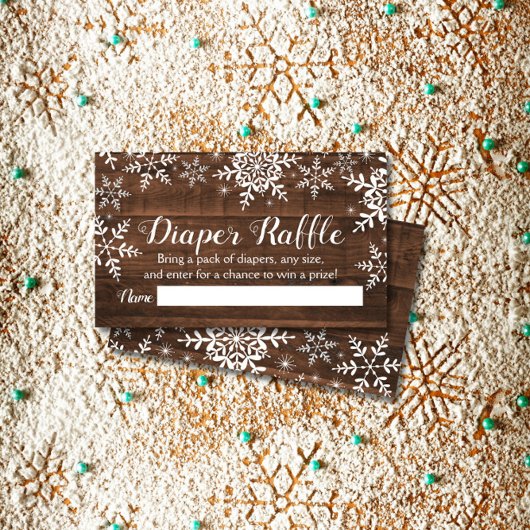 Rustieke Winter Baby shower Luier Raffle Ticket Informatiekaartje