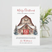 Rustieke Winter Barn Kerstmis Feestdagenkaart (Staand voorkant)